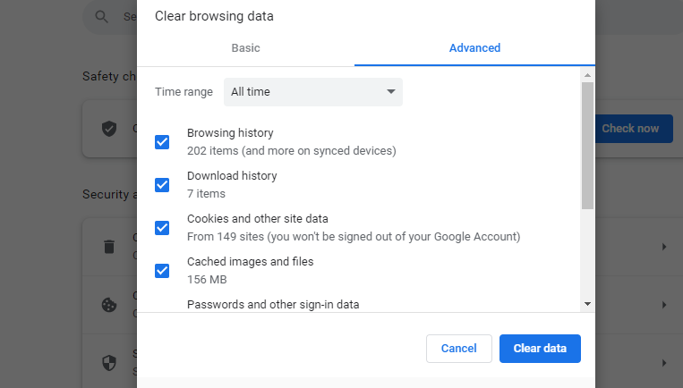 Clear your browsing data